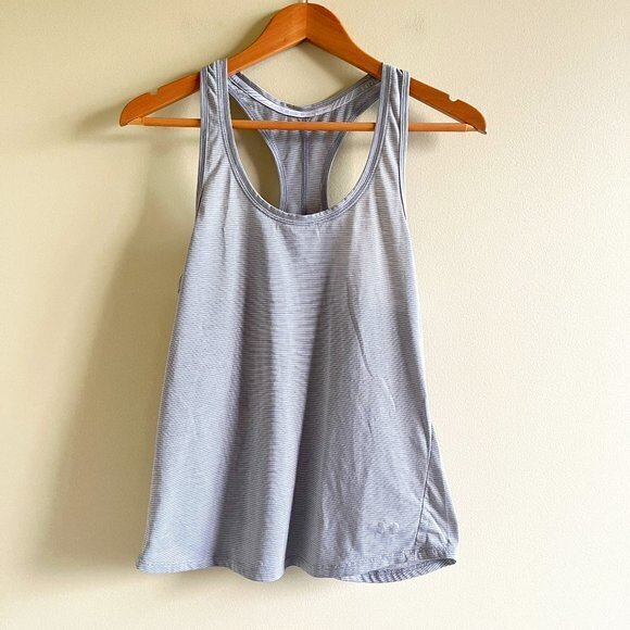 Under Armour Threadborne Women's Racerback Runner's Tank Top Gray Striped Size L - Picture 1 of 4